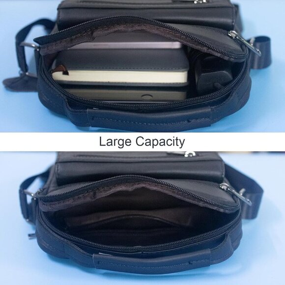 Unisex Genuine Leather Messenger Bag - Stylish Crossbody for Daily Use, 8.3" - Picture 5 of 8